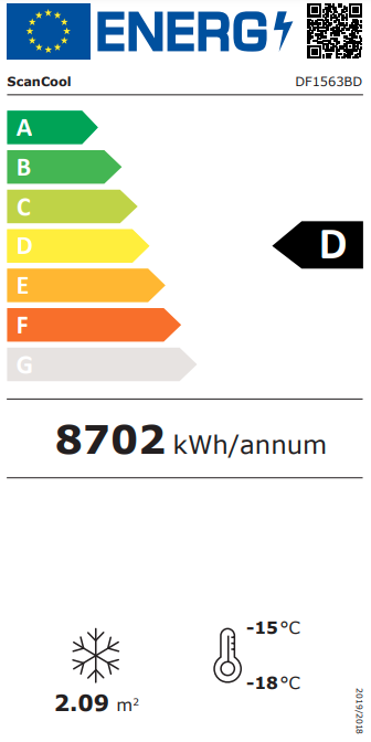 Scandomestic displayfryseskap sort 3 dører 1563 liter