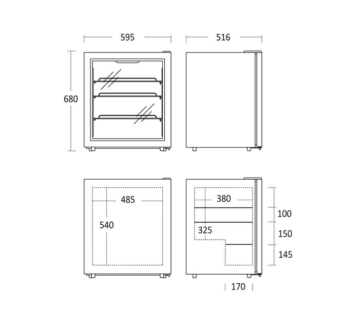 Scandomestic display fryseskap ltr 92 hvit SD 76 E
