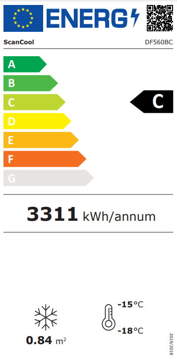 Scandomestic display fryseskap i svart 200 cm DF560BC