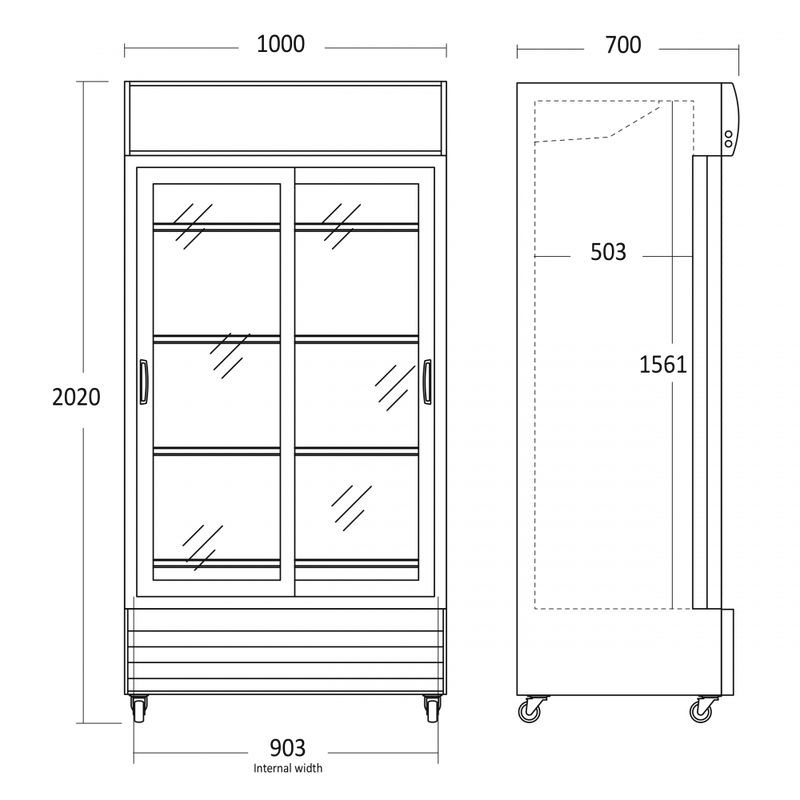 Scandomestic display kjøleskap 202 cm SD 802 BSLE