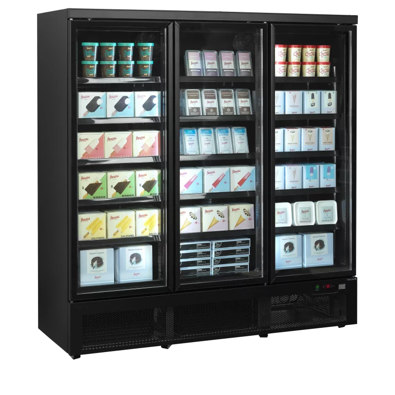 Tefcold displayfryseskap 3 dører sort 200 cm Atom Maxi F3DBB
