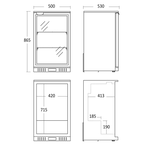 Scandomestic Backbar / Bar kjøleskap i svart SC 131 HE