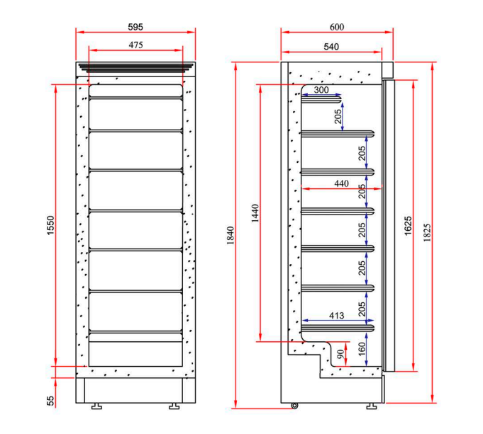 Tefcold display fryseskap 184 cm UFFS371G