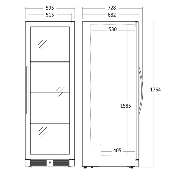 Scandomestic vinskap 1 sone sort med plass til 138 flasker SV 138 B