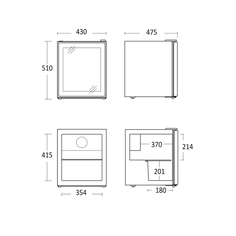 Scandomestic displaykjøleskap sort 43 cm DC48BB