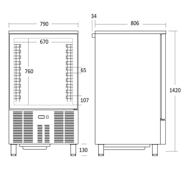 Scandomestic sjokkfryser i stål 254 L GBC10X