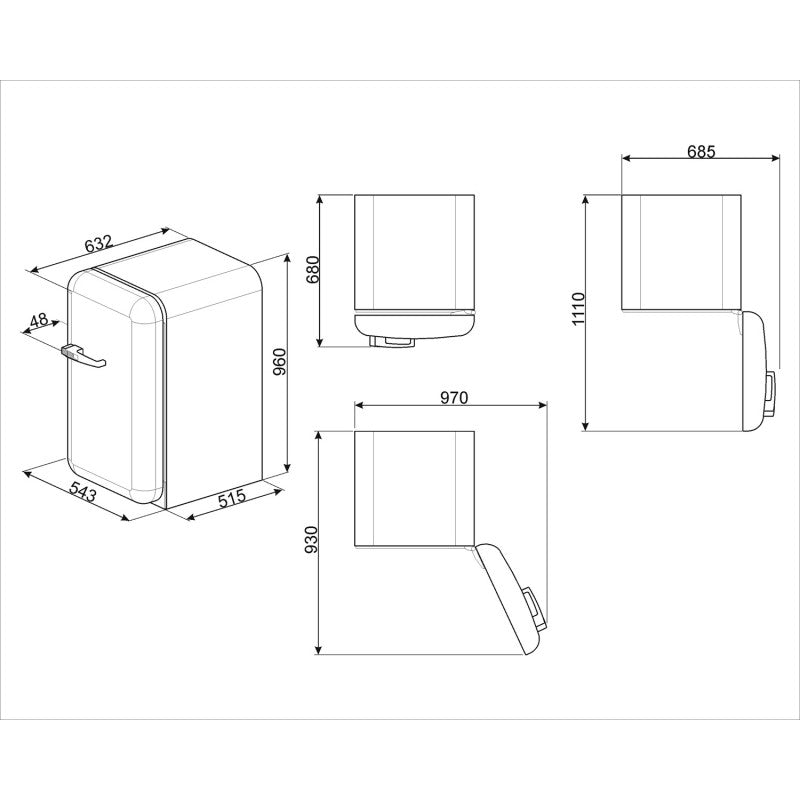 Smeg kjøleskap krem retro FAB10HLCR5