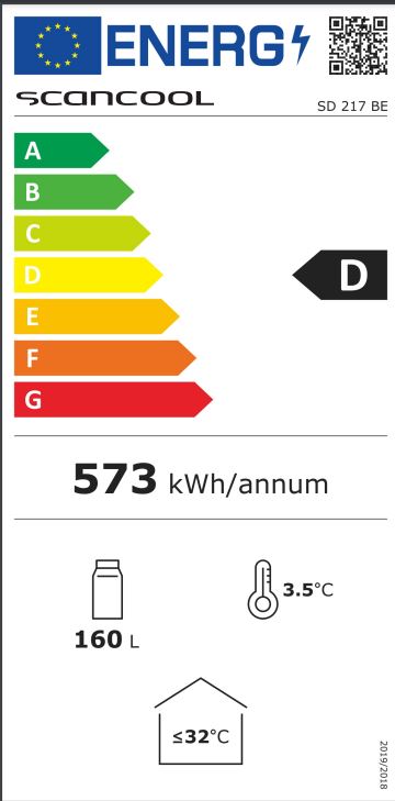 Scandomestic display kjøleskap sort SD 217 BE