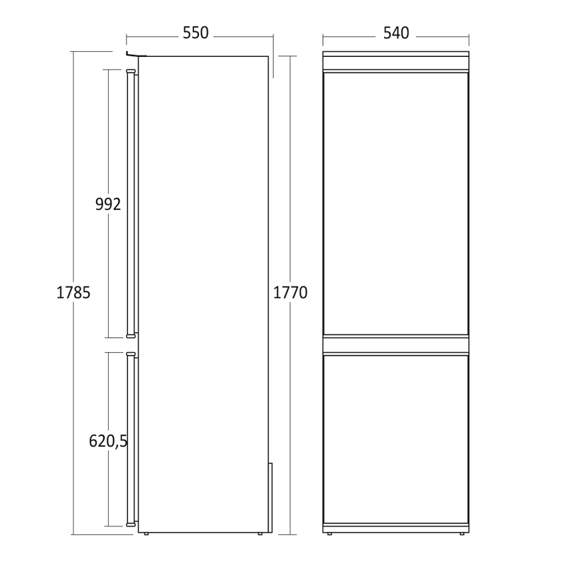 Scandomestic kombifrys- og kjøleskap hvit 178 cm CBI267NFWD