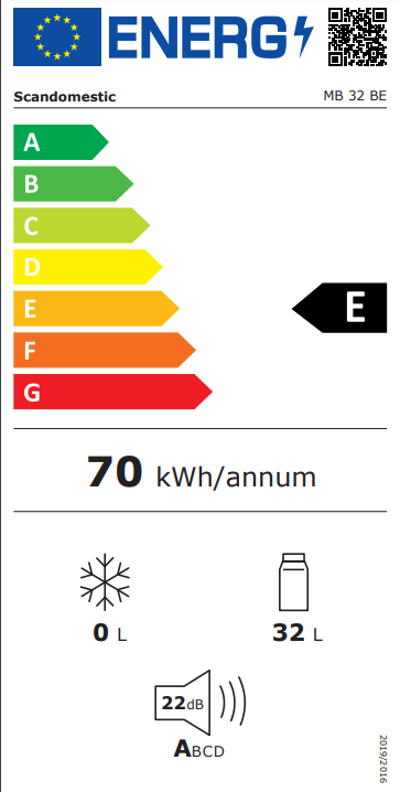 Scandomestic mini kjøleskap i sort MB 32 BE