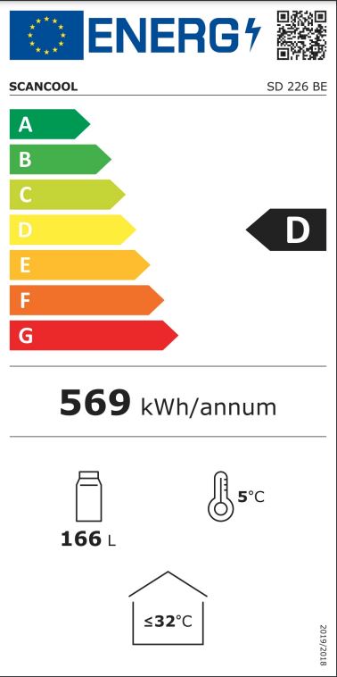 Scandomestic display kjøleskap svart SD 226 BE