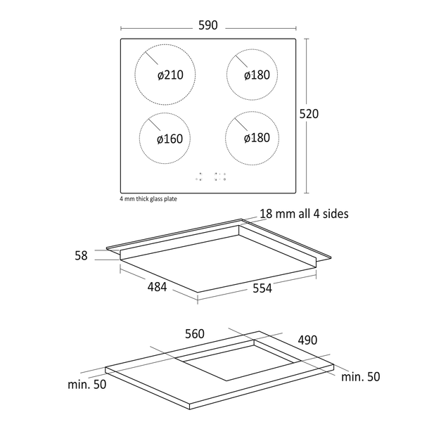 Scandomestic induksjon platetopp 59 cm IKP 60