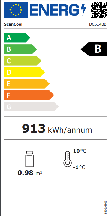 Scandomestic display kjøleskap i svart 200 cm DC614BB