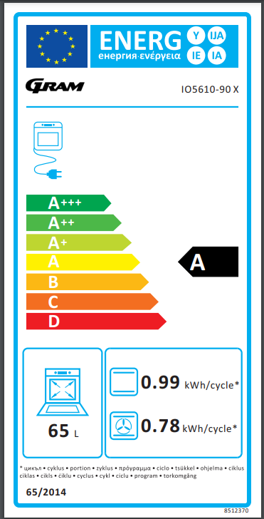 Gram Innbyggingsovn rustfritt stål IO 5610-90 X