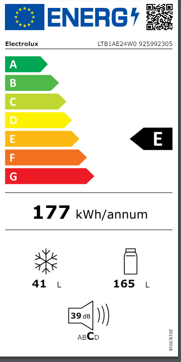 Electrolux kombiskap static hvit 143.4 cm LTB1AE24W0