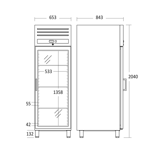 Scandomestic kjøleskap i stål 204 cm med glassdør GUR700GDX