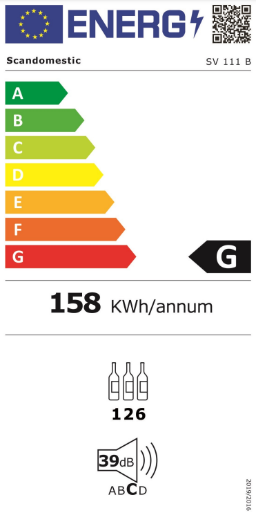 Scandomestic vinskap med plass til 126 flasker SV 111 B