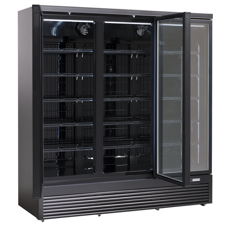 Scandomestic displayfryseskap sort 3 dører 1563 liter