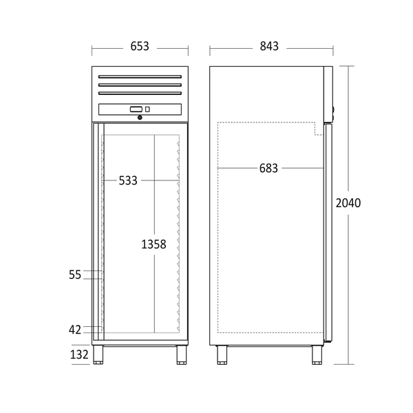 Scandomestic kjøleskap i stål 204 cm GUR700X