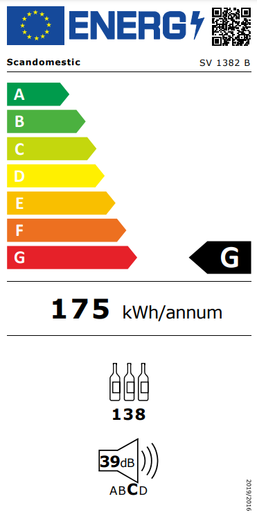 Scandomestic vinskap 2 soner sort med plass til 138 flasker SV 1382 B