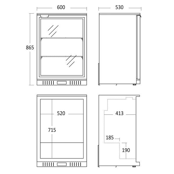 Scandomestic Backbar / Bar kjøleskap i svart SC 141 HE