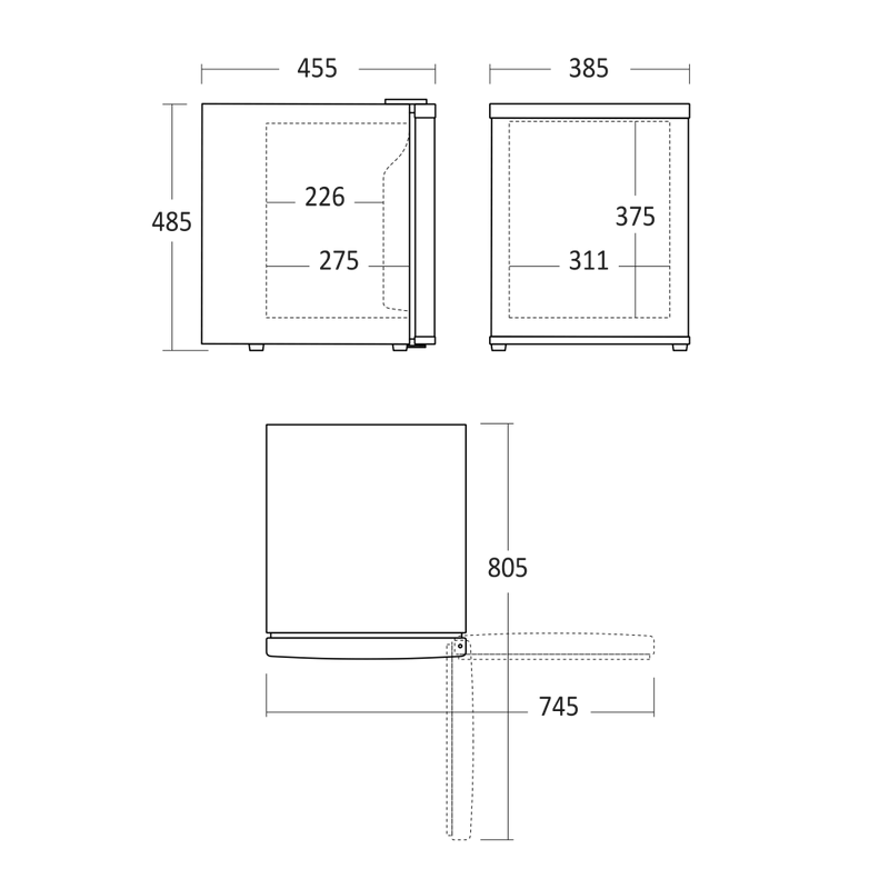 Scandomestic kjøleskap sort 48,5 cm MB 32 B