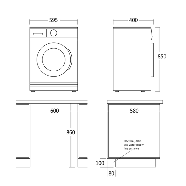 Scandomestic vaskemaskin i hvit 1200 omdr 6 kg WAH 1506 W