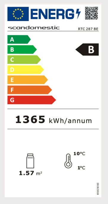 Scandomestic display kjøleskap svart RTC 287 BE
