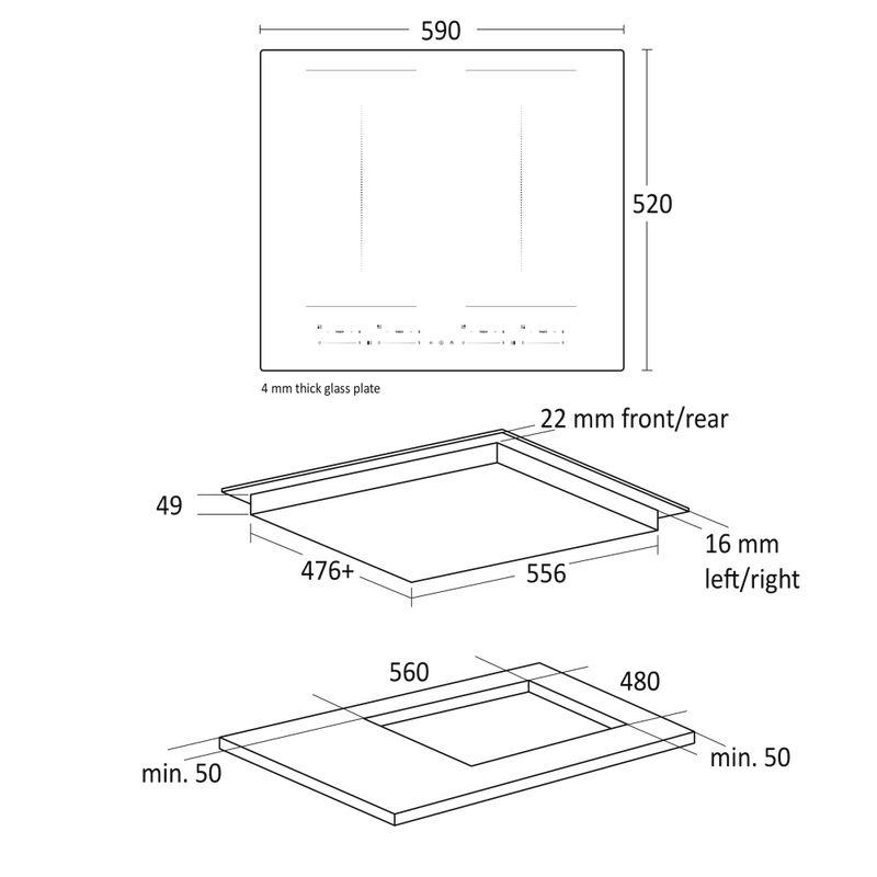 Scandomestic platetopp induksjon 60 cm HOI60F2FLEX