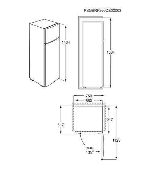 Electrolux kombiskap static hvit 143.4 cm LTB1AE24W0