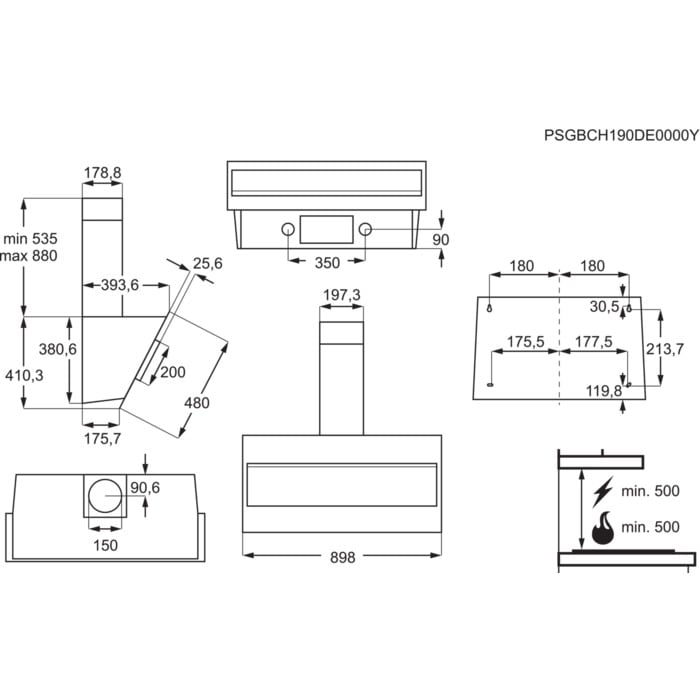 Electrolux veggmontert hette 90 cm 66 dB LFV319K 942051246