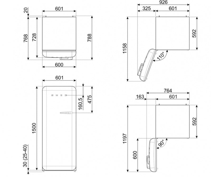 Smeg kjøleskap pastell grønn 50`s retro FAB28LPG5