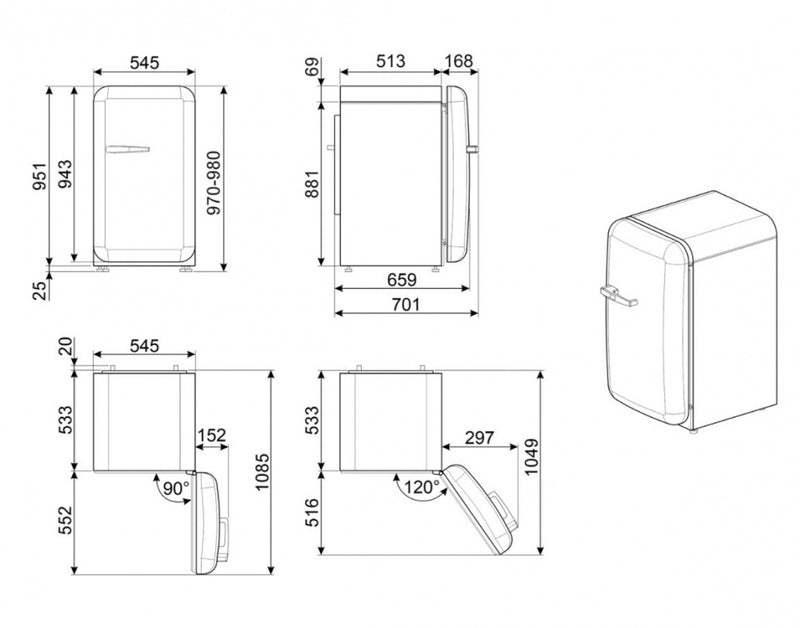 Smeg kjøleskap pastell grønn 50`s retro FAB10RPG5