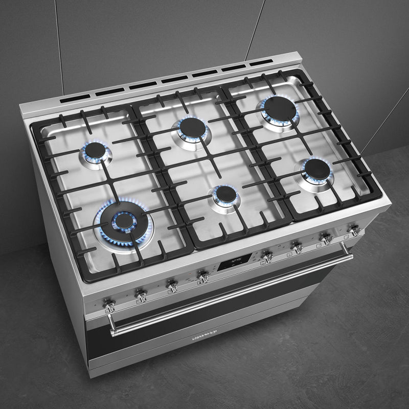 Smeg gass komfyr 90 x 60 cm rustfritt stål C9GMX2