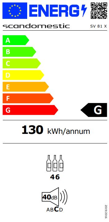 Scandomestic vinskap 1 sone med plass til 46 flasker SV 81 X