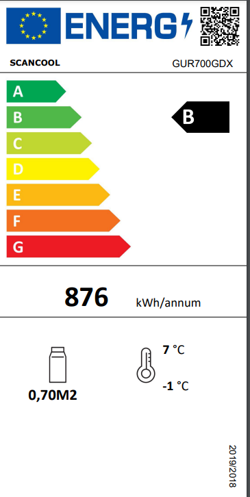 Scandomestic kjøleskap i stål 204 cm med glassdør GUR700GDX
